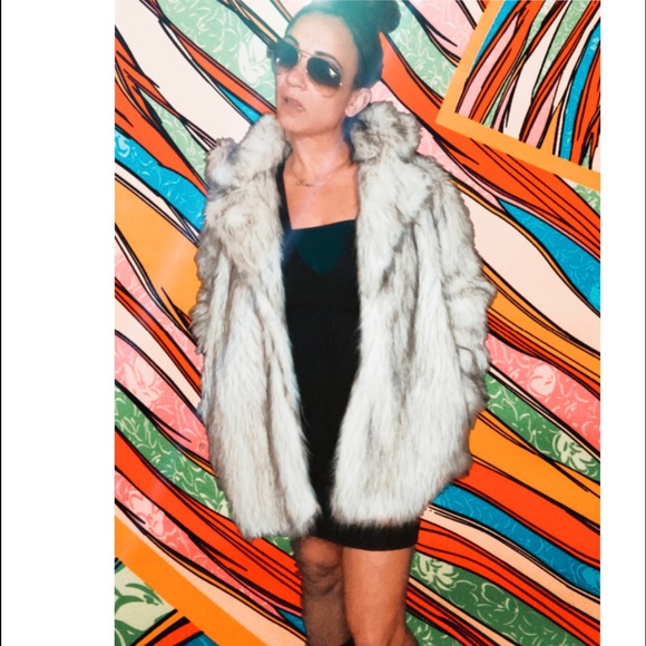 White & Black Dramatic Cozy Collar Faux Fur Coat